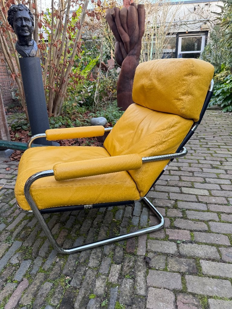 Jan de Bouvrie, Gelderland Meneer Obermann fauteuil, Ophalen, Leer, 75 tot 100 cm, Zo goed als nieuw