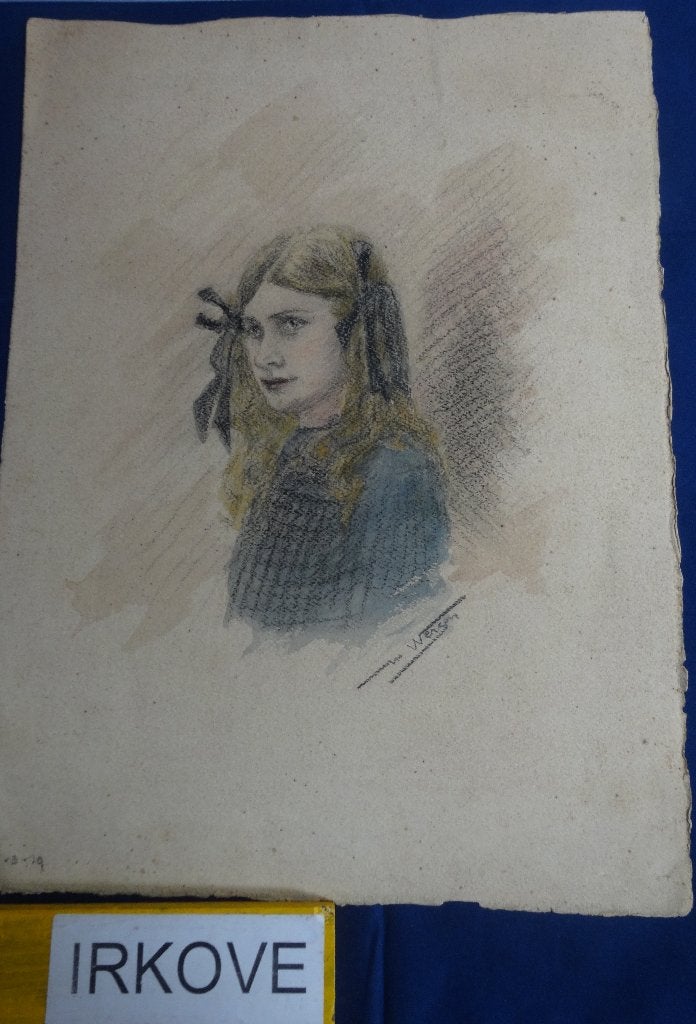 GEMENGDE TECHNIEK * MEISJE Met Staartjes *, Antiek en Kunst, Pastel, Verzenden, Papier/karton, Gesigneerd