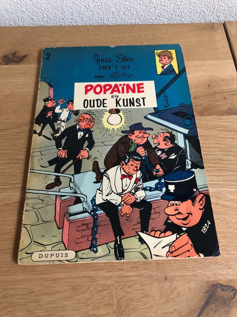 Guus Slim Popaïne en oude kunst SC 1e druk 1959., Boeken, Gelezen, Marcel Tillieux, Eén stripboek, Ophalen of Verzenden