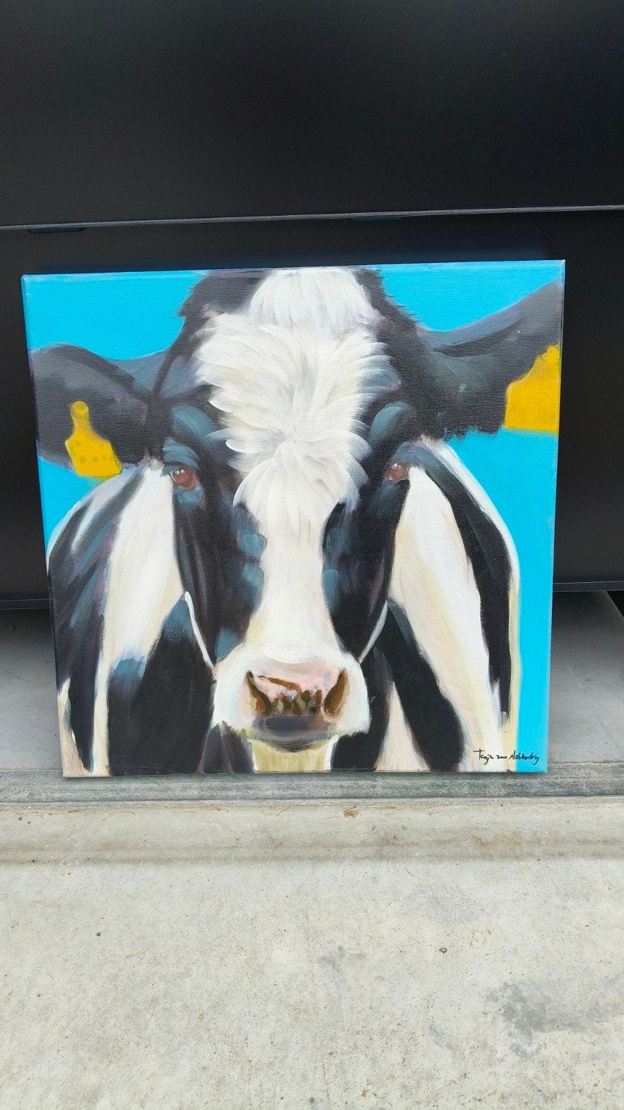 Tanja van Achterberg - Koe op canvas (50x50 cm), Ophalen
