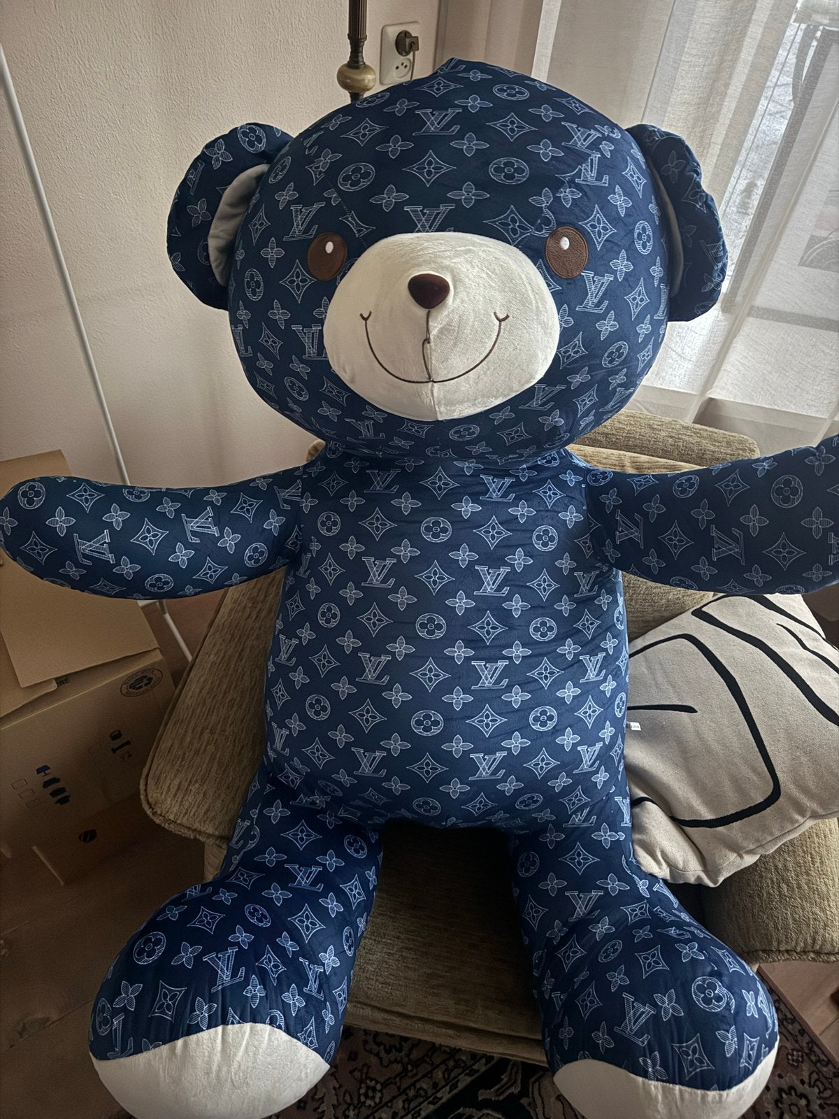 Grote Louis Vuitton Stijl Knuffelbeer Blauw, Ophalen, Overige merken, Overige karakters, Beer