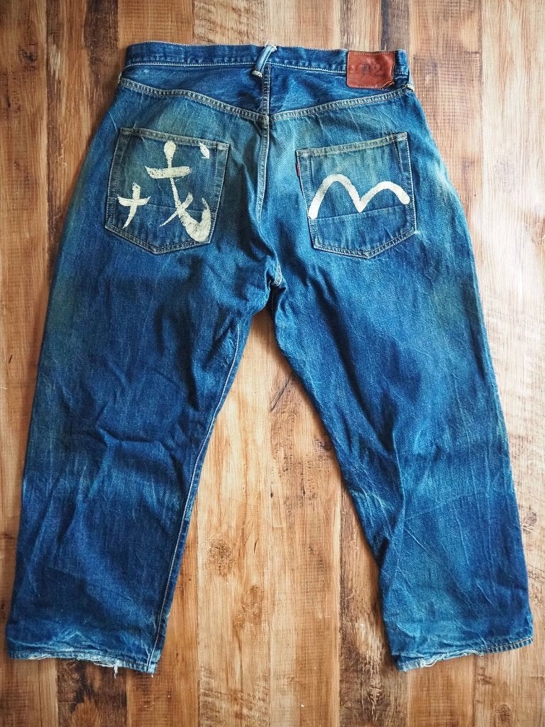 EVISU No.2 Lot.2001 W36 x L28 Godhead 90s Selvedge Denim, W36 - W38 (confectie 52/54), Blauw, Ophalen of Verzenden, Evisu