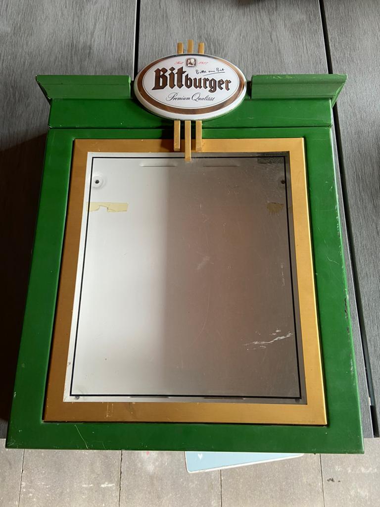 Bitburger kastje, Ophalen, Gebruikt, Reclamebord, Plaat of Schild, Overige merken