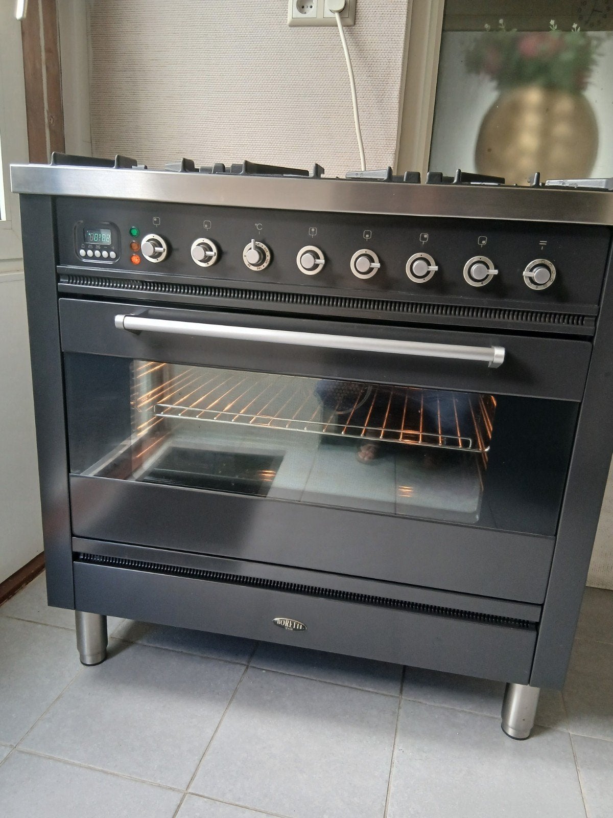 Boretti gasfornuis 6 pits, 60 cm of meer, Ophalen of Verzenden, Zo goed als nieuw, Gas