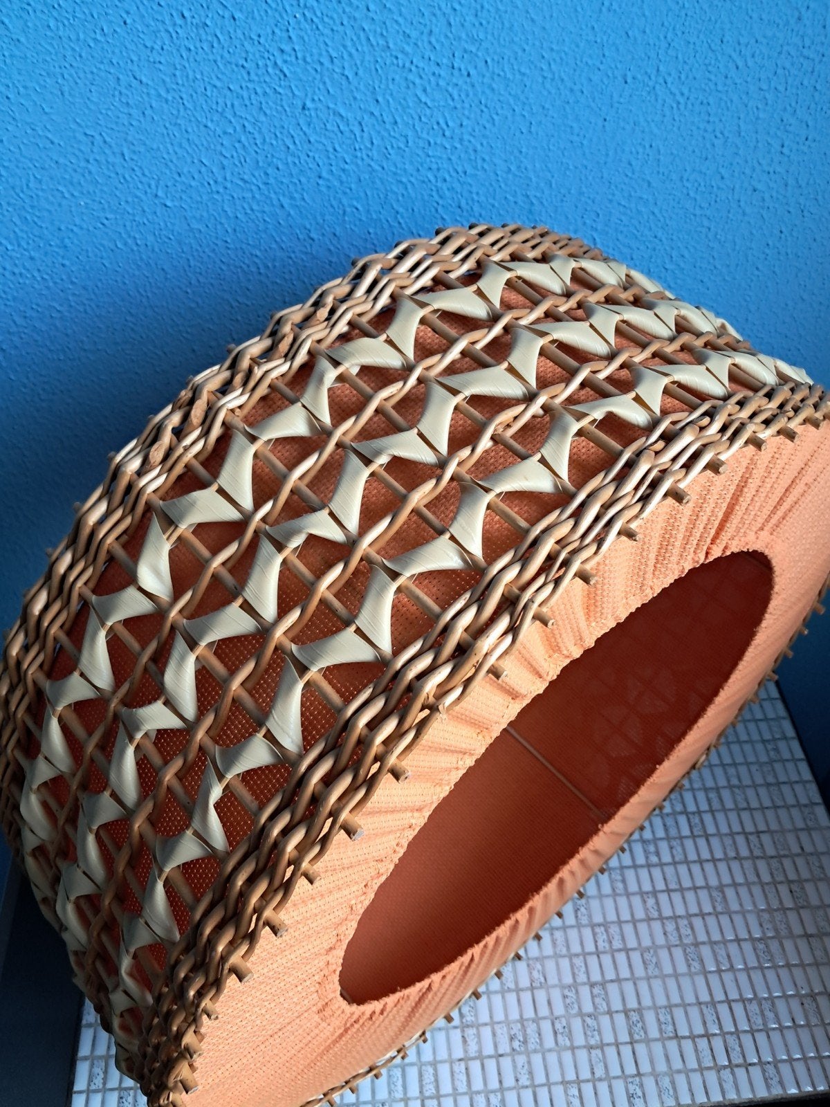 Vintage rotan/pitriet hanglamp., Ophalen of Verzenden