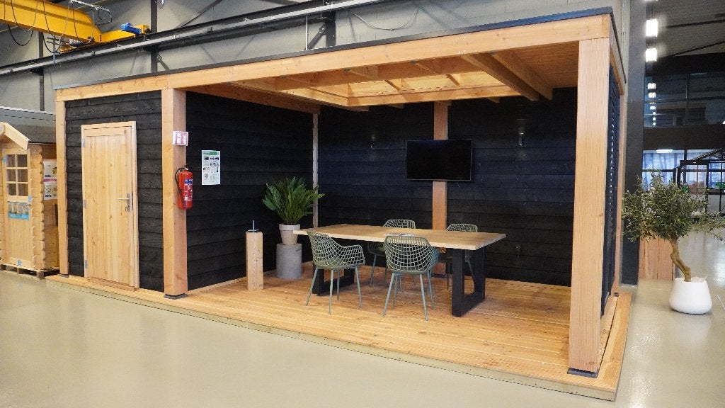 WoodAcademy Tuinhuis met overkapping Nefriet Excellent Nero, Tuin en Terras, Overkappingen, Ophalen, Zo goed als nieuw, Overige typen
