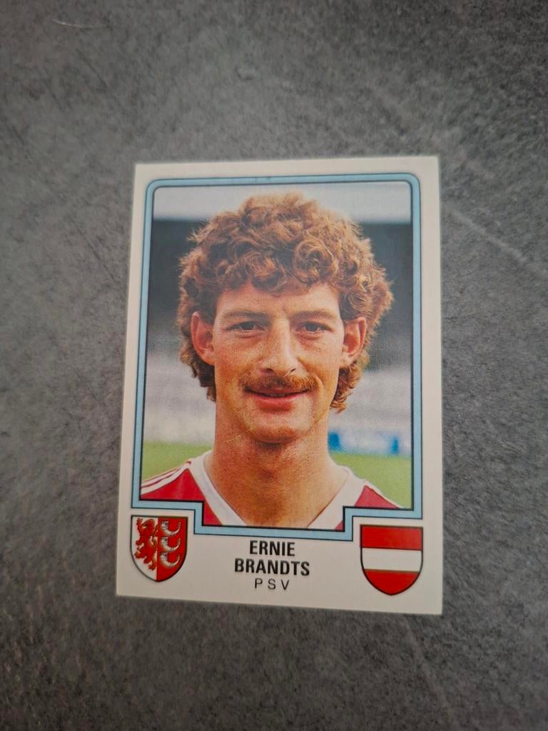 Panini sticker Voetbal 86. Speler Ernie Brandts PSV., Verzenden, Zo goed als nieuw, Sticker
