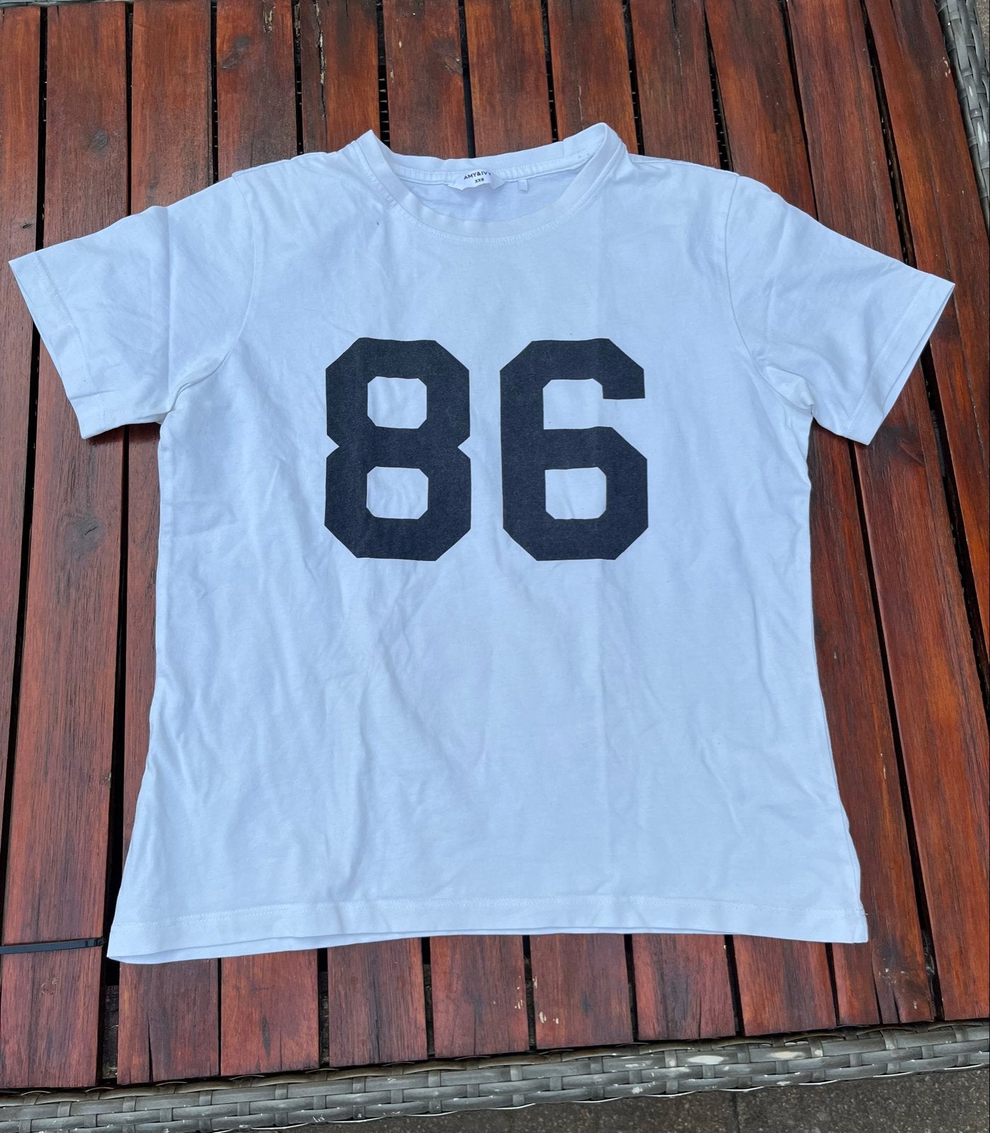 Wit T-shirt Amy & Ivy XXS, Kleding | Dames, T-shirts, Wit, Ophalen of Verzenden, Zo goed als nieuw, Korte mouw
