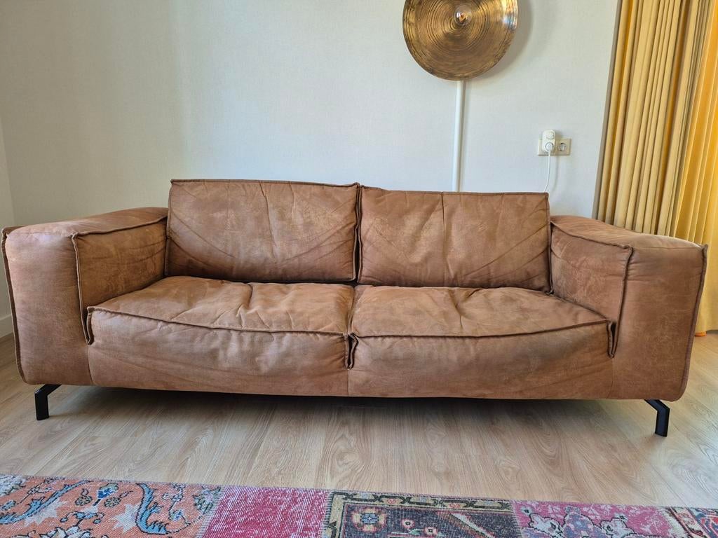 Comfortabele 4-zitsbank Jules Colorado 3 in cognac kleur, Ophalen, Gebruikt, Modern, Industrieel, Tweepersoons