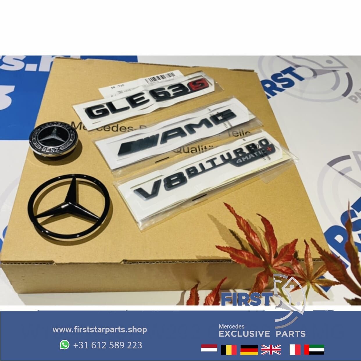 W166 W167 W292 GLE63S AMG LOGO SET GLE 63 S ZWART EMBLEMEN S, Gebruikt, -, Ophalen of Verzenden, -