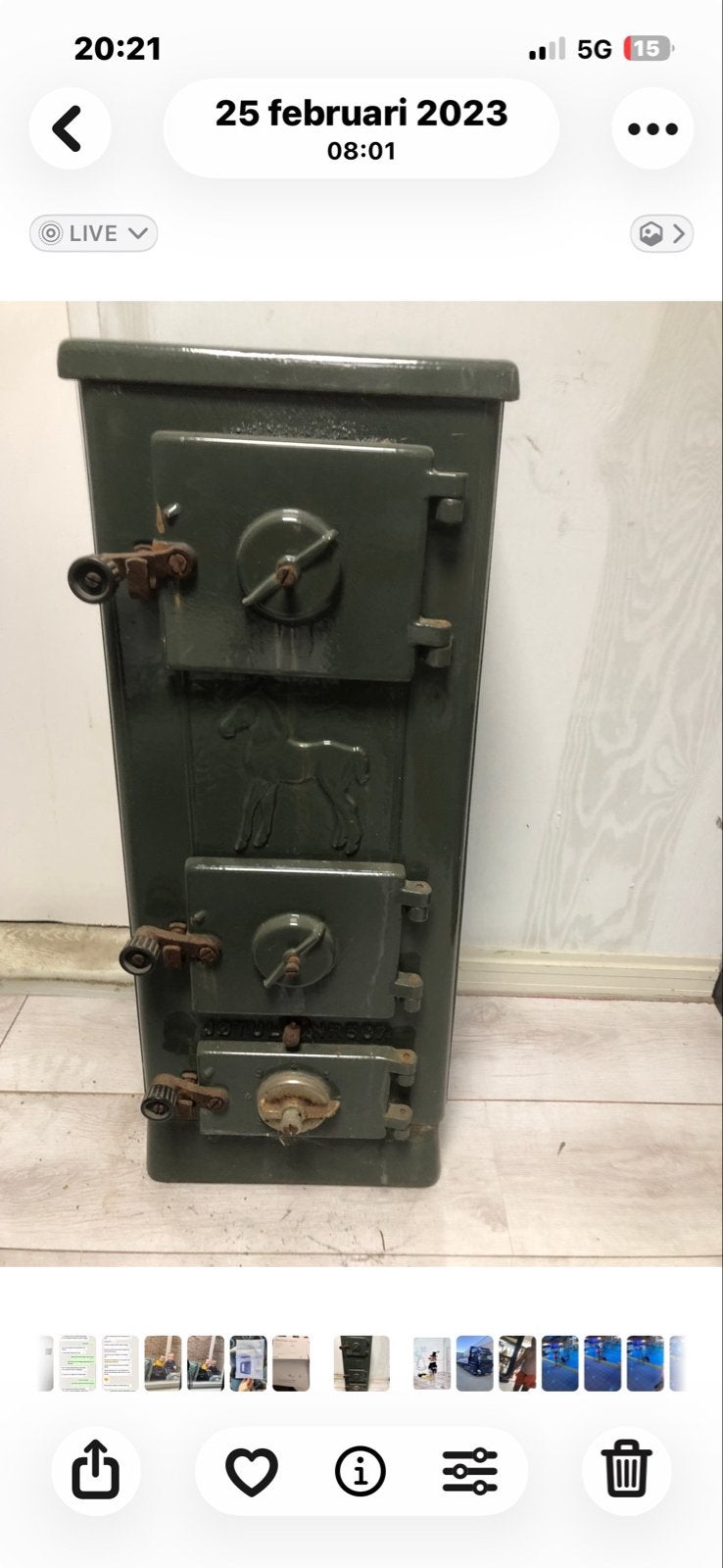 Vintage gietijzeren houtkachel - Groen, Gebruikt, Houtkachel, Ophalen of Verzenden, Nvt