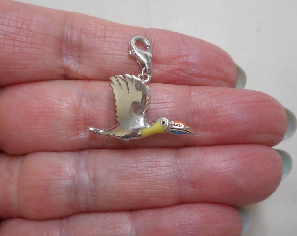 Zilveren afneembare bedel / hanger vogel nr.2208, Overige merken, Verzenden, Zo goed als nieuw, 1 bedel