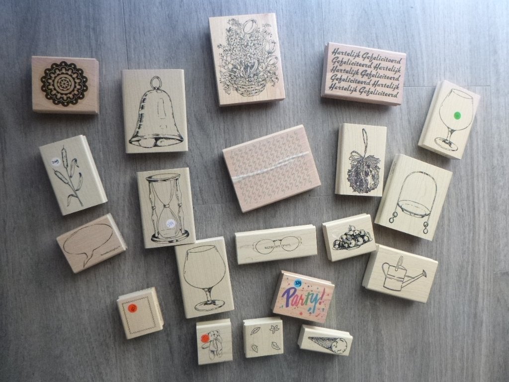 20x houten stempel,  nieuw/zgan, Ophalen of Verzenden, Nieuw, Houten stempel
