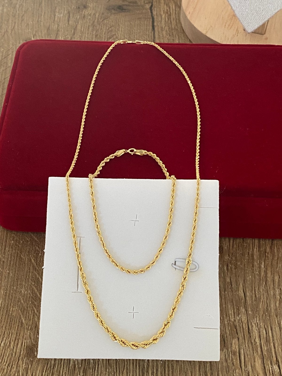 14 karaat gouden Rope ketting met armband, 585 goud, Ophalen of Verzenden, Nieuw, Goud, Goud