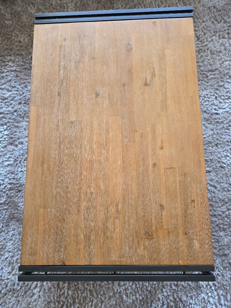 Houten metaal salontafel industrieel 110x70, 100 tot 150 cm, 50 tot 100 cm, Zo goed als nieuw, Ophalen