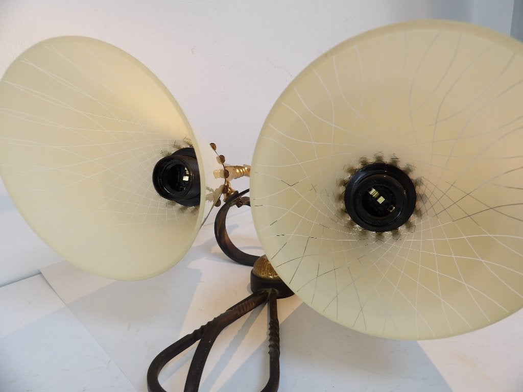 Fifties grote Wandlamp messing, Italië, Ophalen of Verzenden