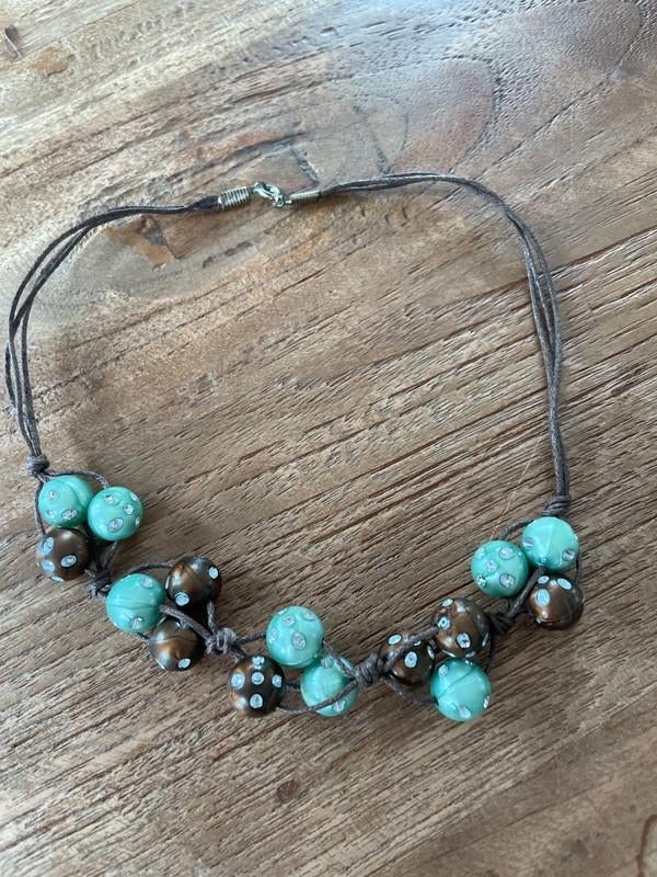 Kralenketting, Sieraden, Tassen en Uiterlijk, Kettingen, Ophalen of Verzenden, Zo goed als nieuw, Bruin, Kunststof