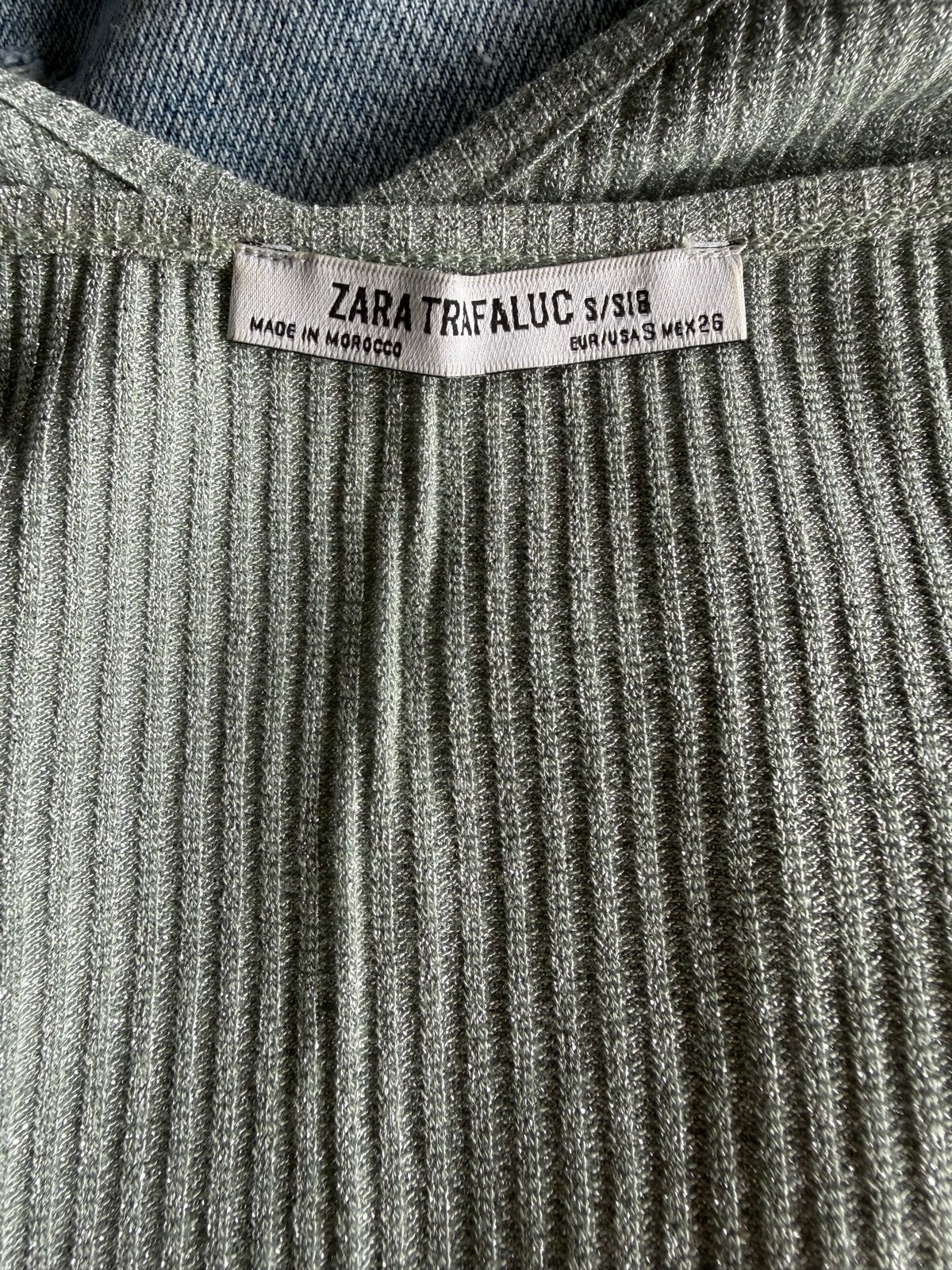 Zara Trafaluc geribbelde top met spaghettibandjes maat s, Ophalen of Verzenden, Zo goed als nieuw, Groen, Maat 36 (S)