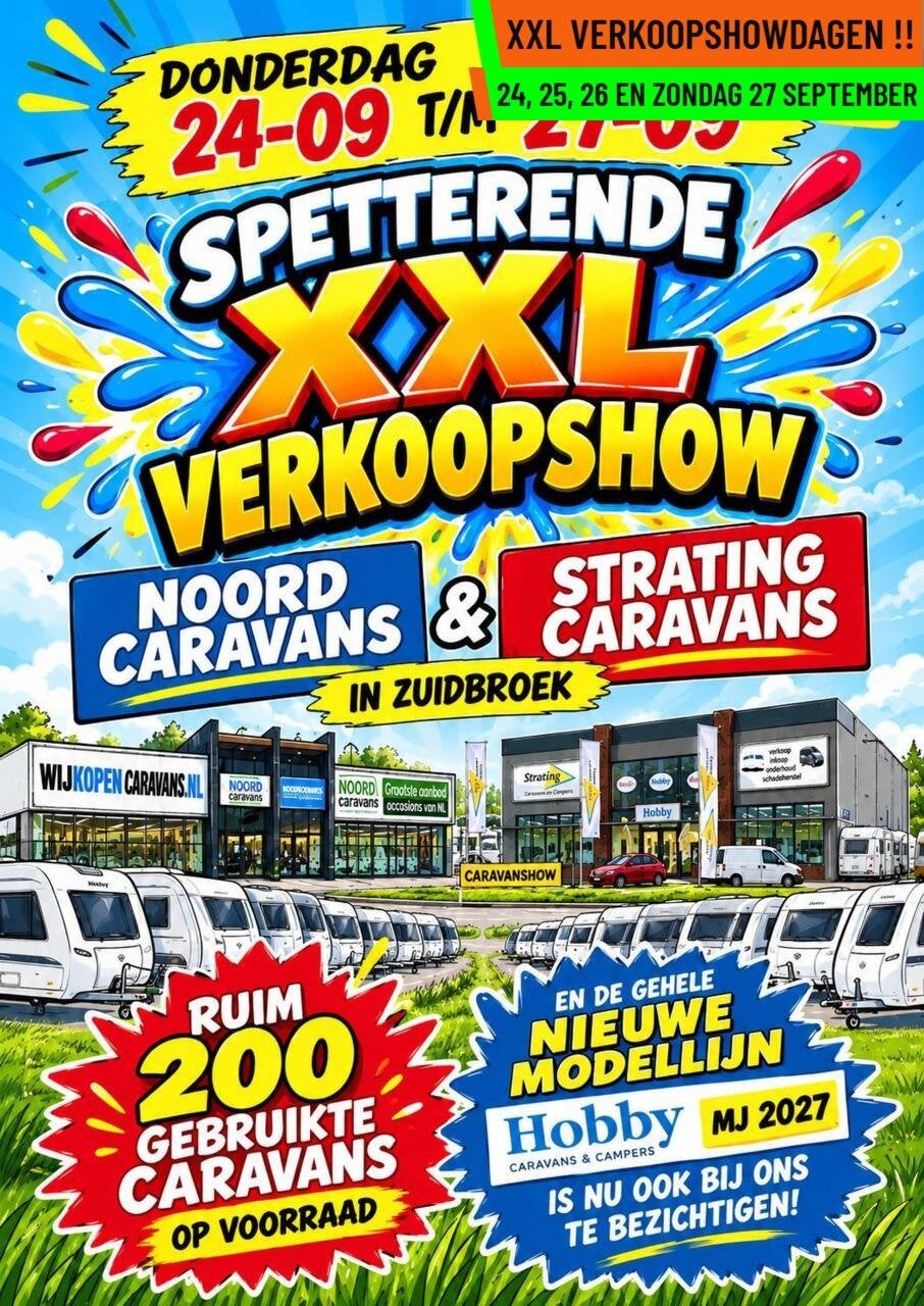 DETHLEFFS - XXL VERKOOPSHOW 24,25,26 & 27 SEPT. 10-17 UUR, Caravans en Kamperen, Bedrijf, 750 - 1000 kg, Douche, Tot en met 4