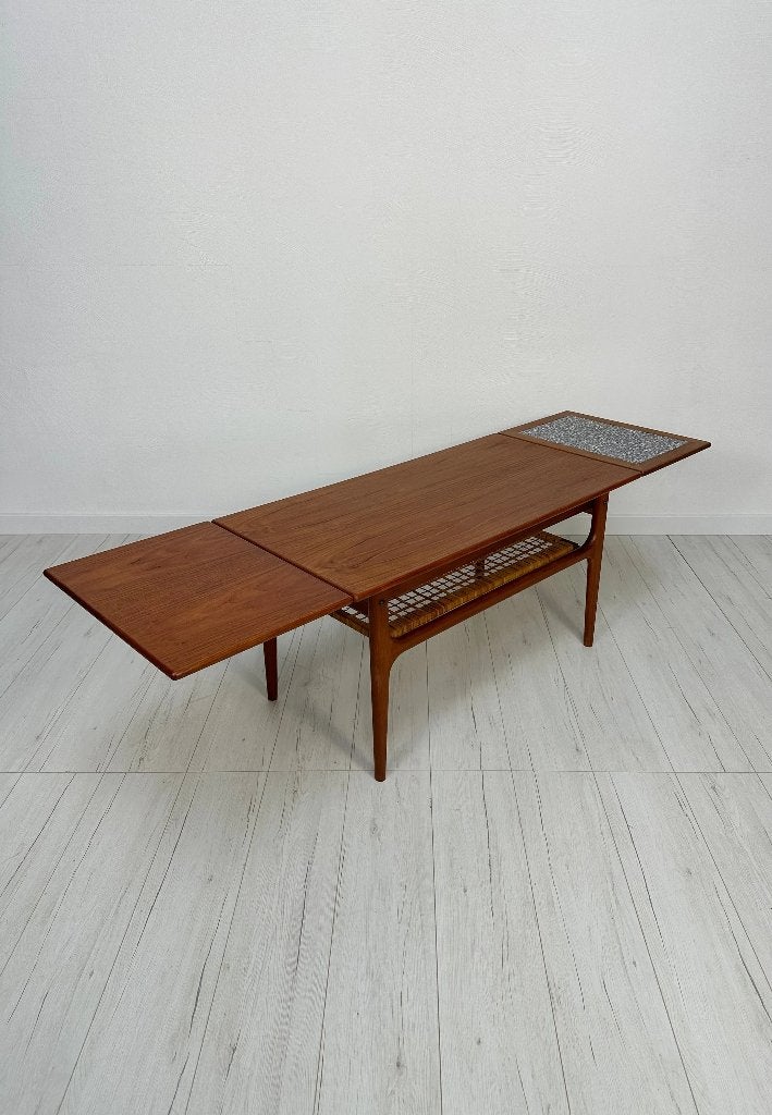 Trioh uitschuifbare teak salontafel Deens vintage jaren 60, Ophalen of Verzenden, Zo goed als nieuw, Teakhout, Vintage