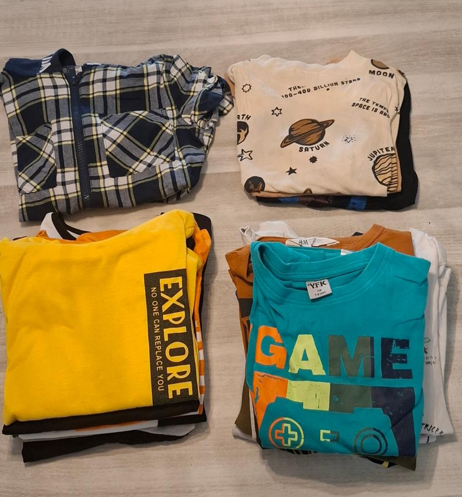 Doos vol kinderkleding maat 128 134 in goede staat, Ophalen, Maat 128