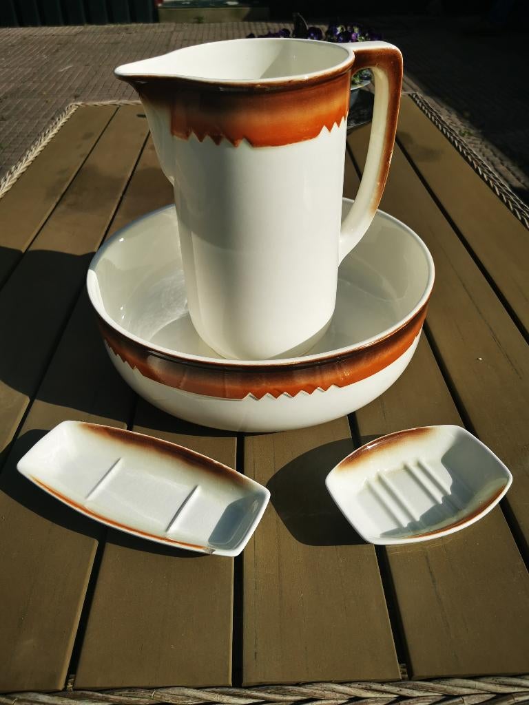 Lampetset - Lampetstel Beige/Oranje/Bruin, Antiek en Kunst, Curiosa en Brocante, Ophalen of Verzenden