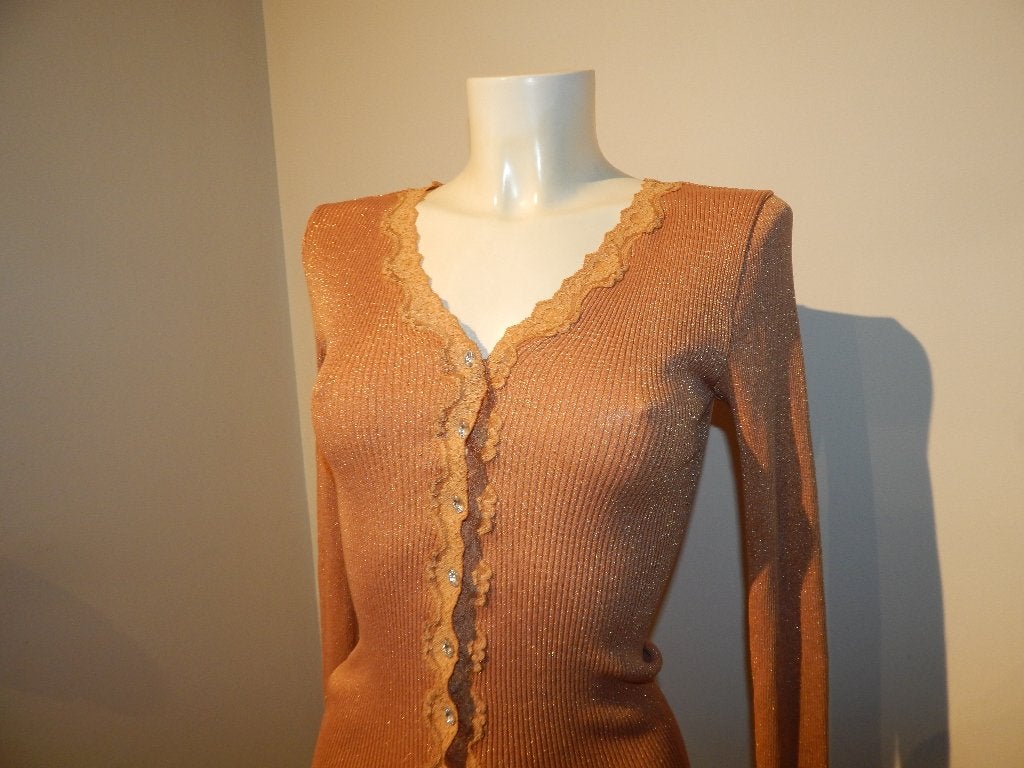Rosemunde prachtig glinster vestje kant knoopjes sier M, Maat 38/40 (M), Verzenden, Oranje, Zo goed als nieuw
