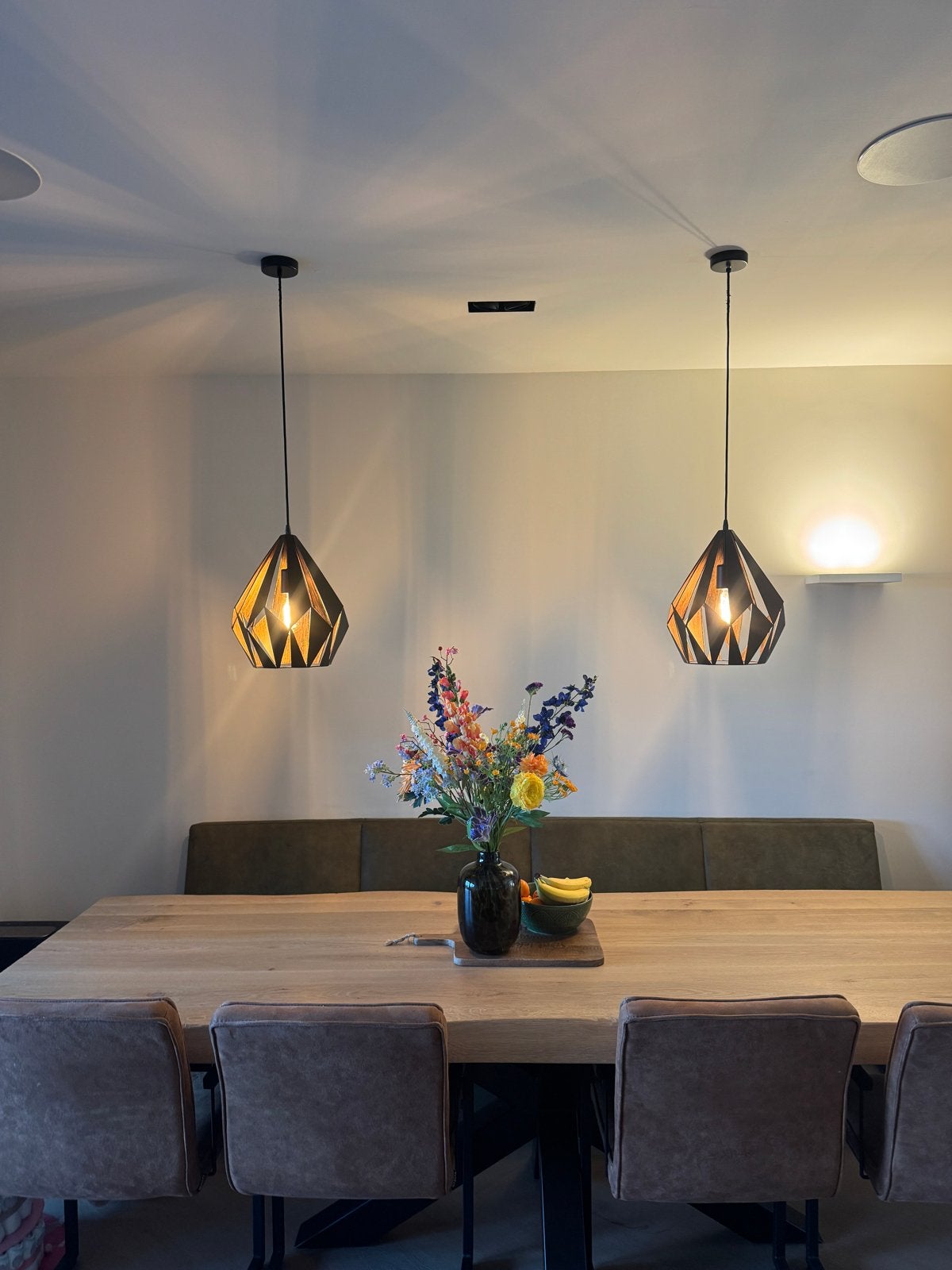 EGLO Carlton 1 Hanglamp - Zwart/Koper (2 stuks), Huis en Inrichting, Ophalen, Gebruikt, Metaal, E27 (groot)