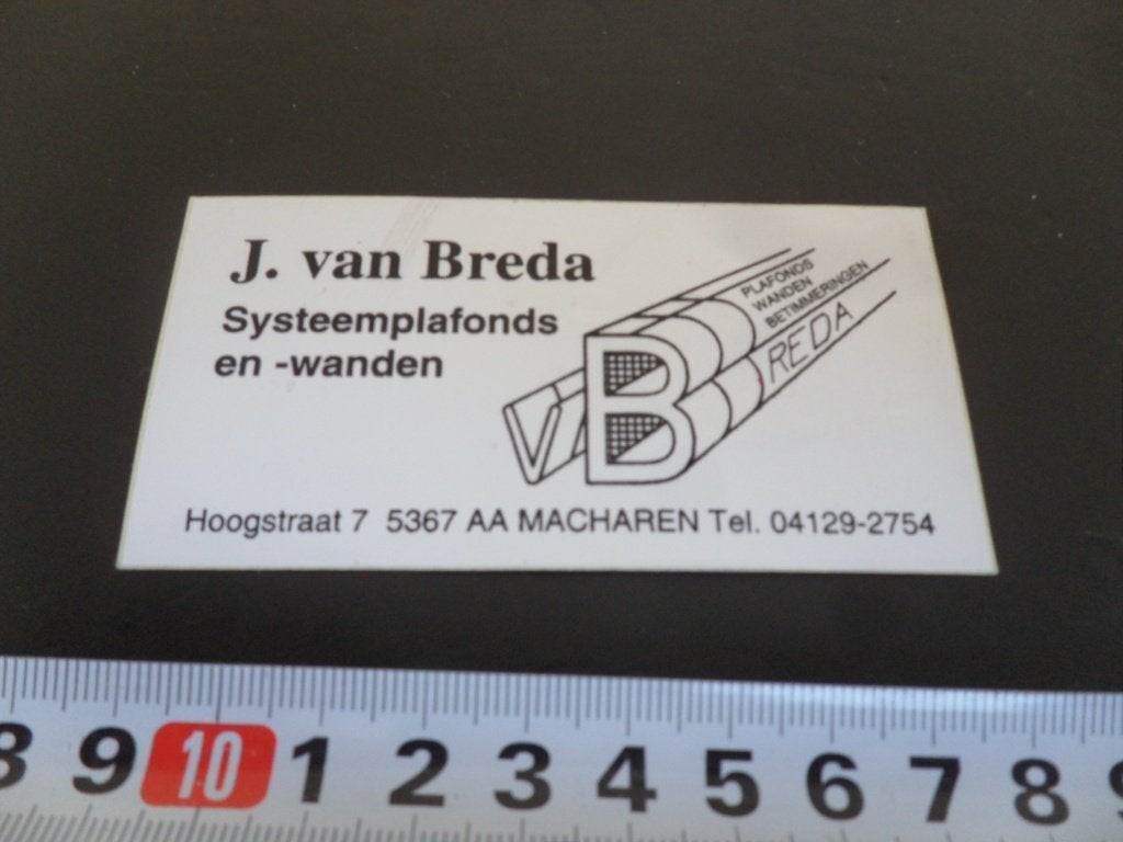 sticker Macharen J. van Breda systeemplafonds en - wanden, Ophalen of Verzenden, Zo goed als nieuw