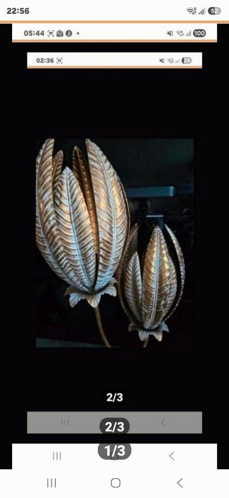 Prachtige decoratieve lamp in de vorm van twee gouden bloeme, Ophalen, Nieuw