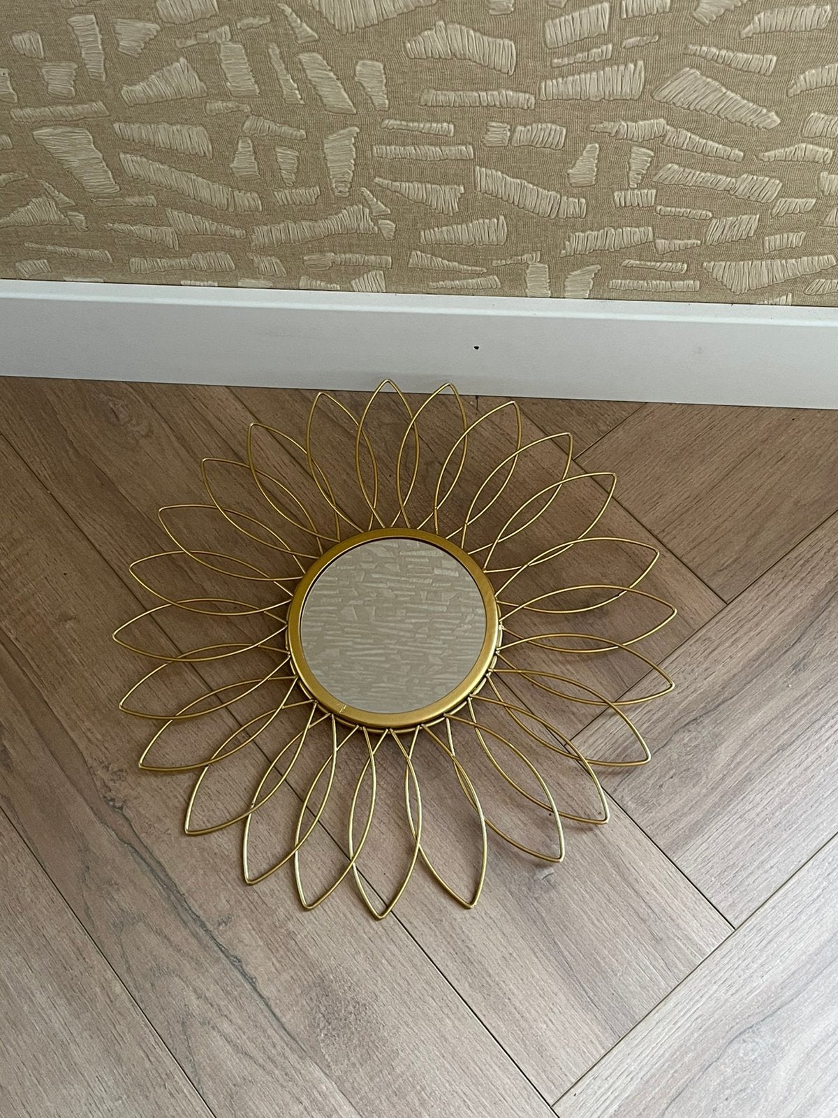 Gouden spiegel bloem/zon, Minder dan 50 cm, Ophalen of Verzenden, Zo goed als nieuw, Minder dan 100 cm