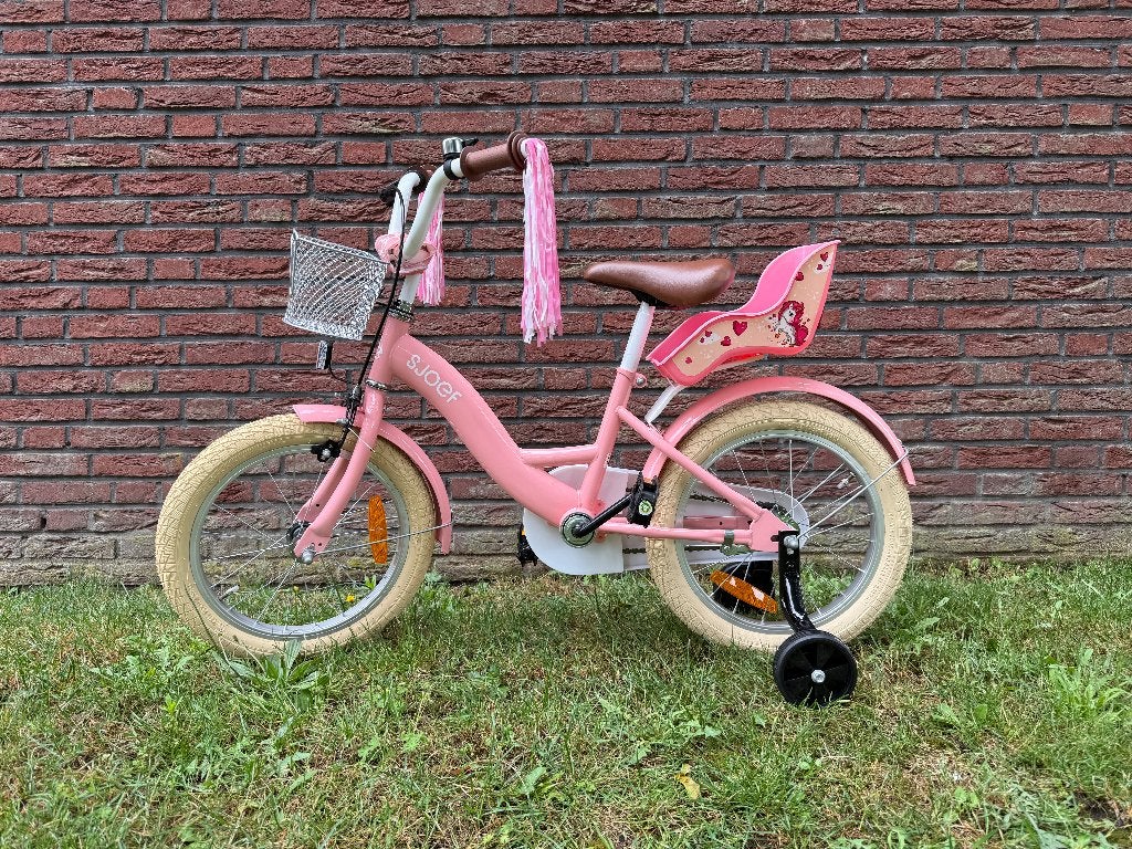 SJOEF Dolly Unicorn Meisjesfiets 16 Inch Roze, Ophalen, Terugtraprem, Zijwieltjes, Sjoef