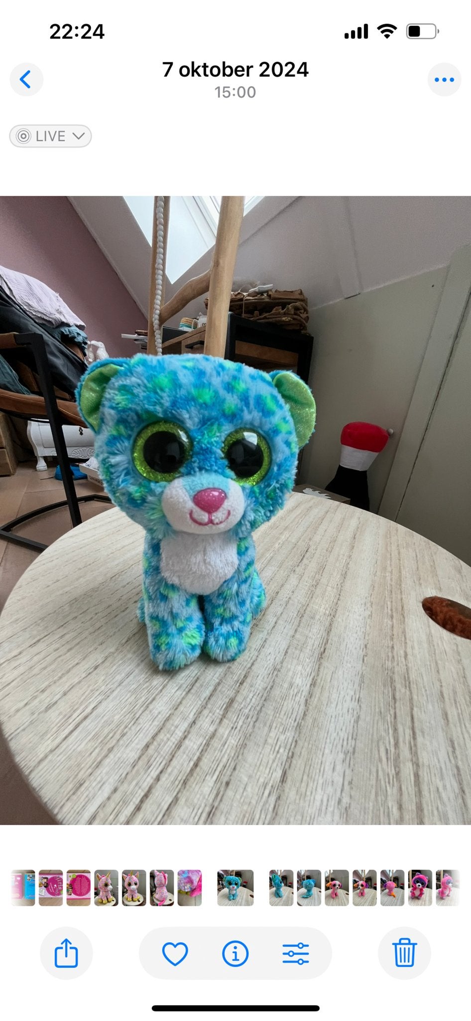 Ty Beanie Boo Tijger Blauw Groen Glitter Ogen Knuffel, Ophalen of Verzenden, Zo goed als nieuw, Meerkleurig, Klein (minder dan 20 cm)
