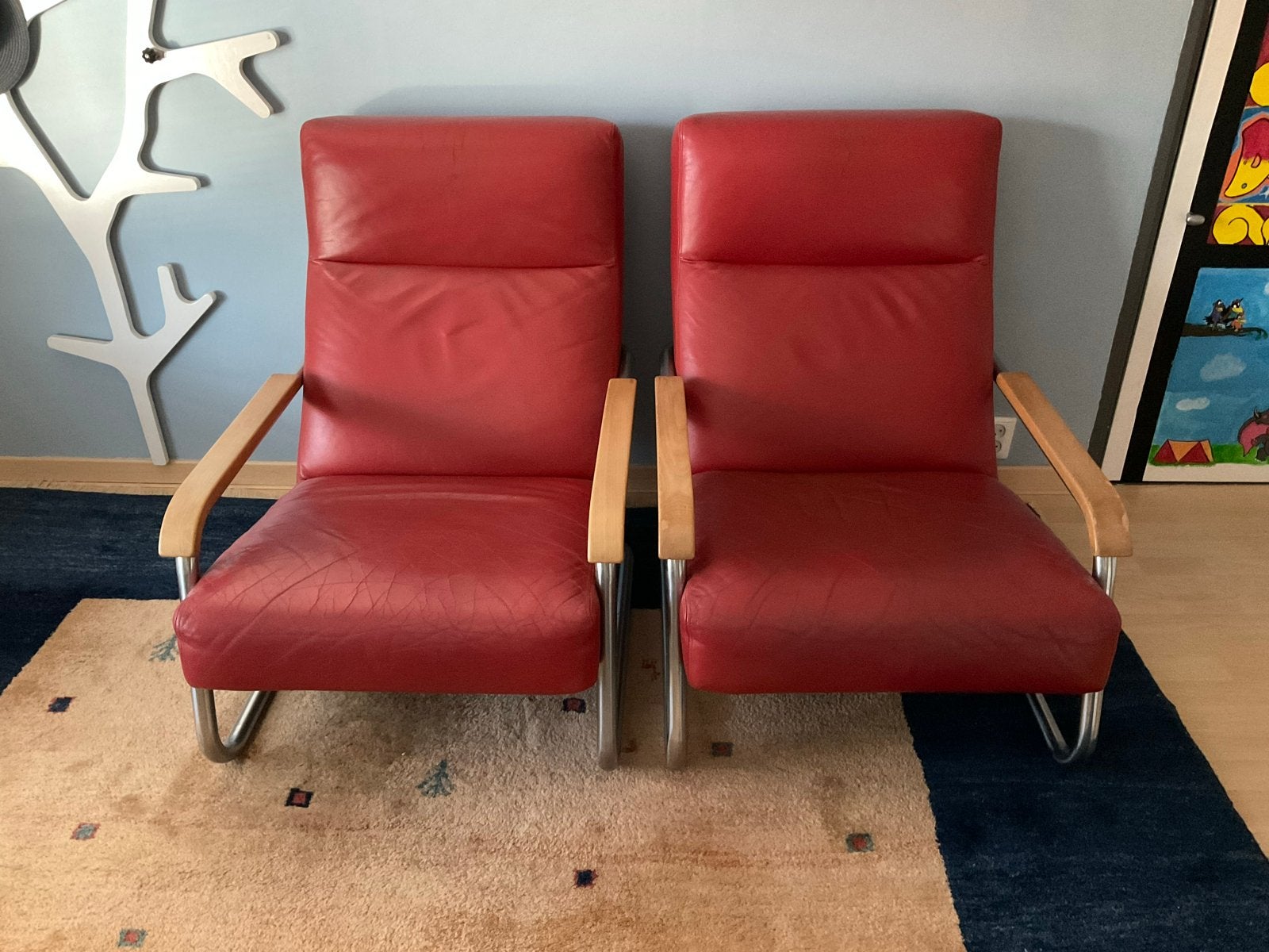 2 rood bruin Gelderland leren fauteuils, Gebruikt, Twee, Leer, Ophalen of Verzenden