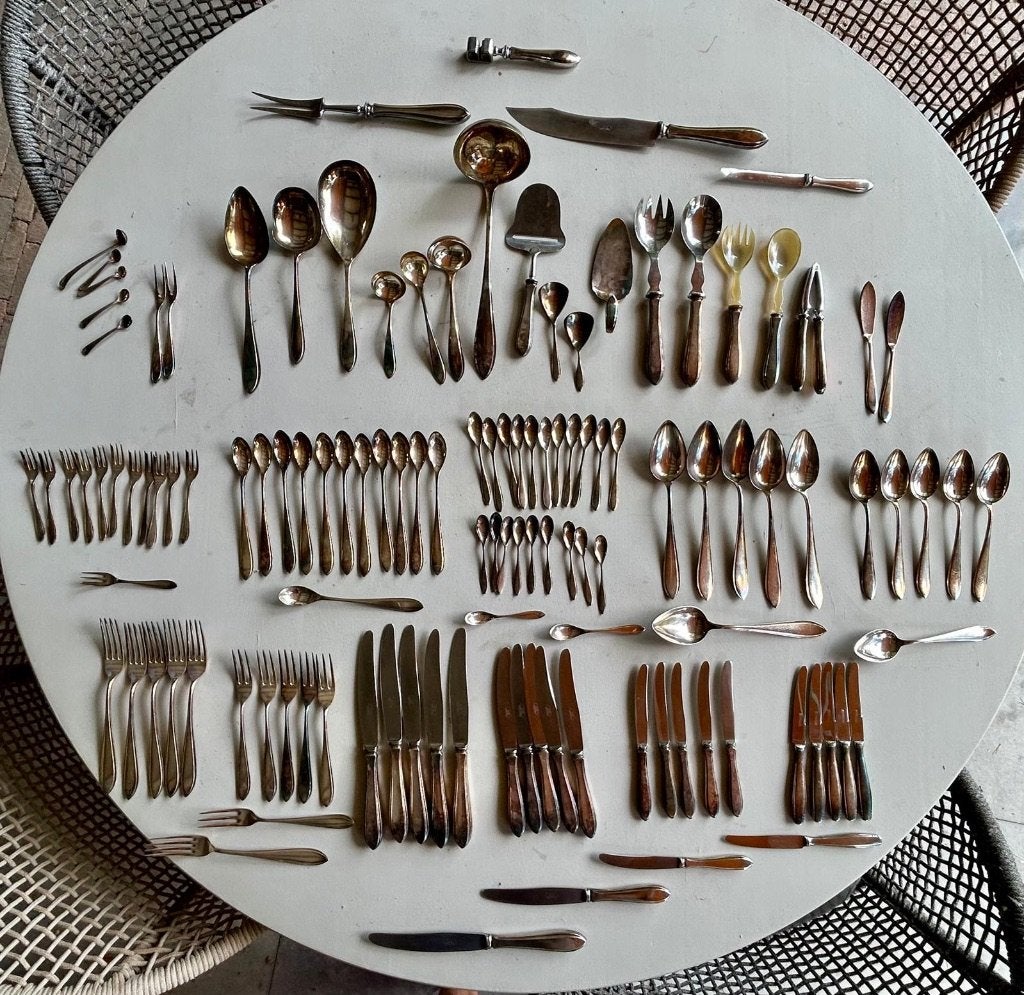 Luxe verzilverde bestekset H. Hooijkaas - Model Puntfilet, Ophalen of Verzenden