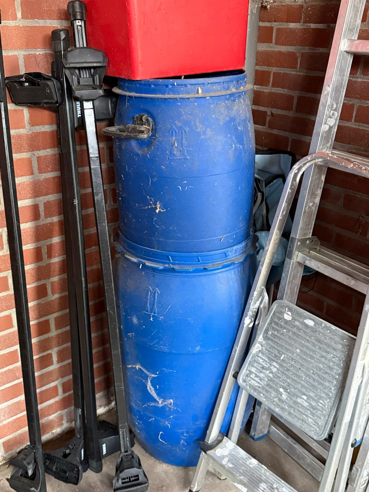 GRATIS blauwe vaten regentonnen, Tuin en Terras, Regentonnen, Ophalen, Gebruikt