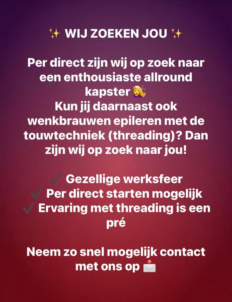 kapster gezocht, Verzenden, Nieuw