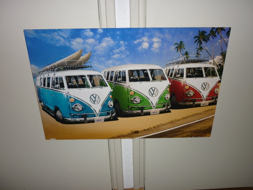 Volkswagen Camper Busjes poster in nieuw staat, Ophalen, Rechthoekig Staand, Zo goed als nieuw, A1 t/m A3