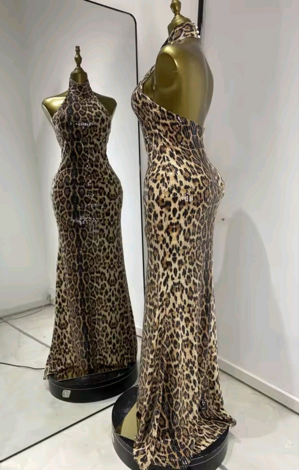 Prachtige Luipaard Pailletten Jurk, tm XL, Kleding | Dames, Verzenden, Nieuw, Onder de knie