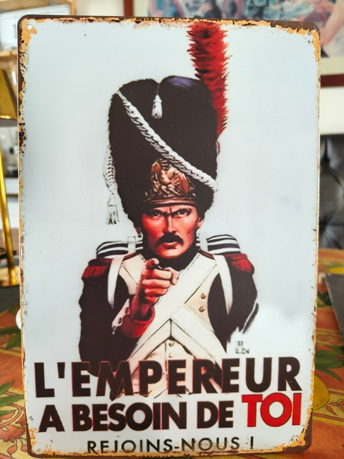Vintage metalen bord: L'Empereur a besoin de toi, Ophalen of Verzenden