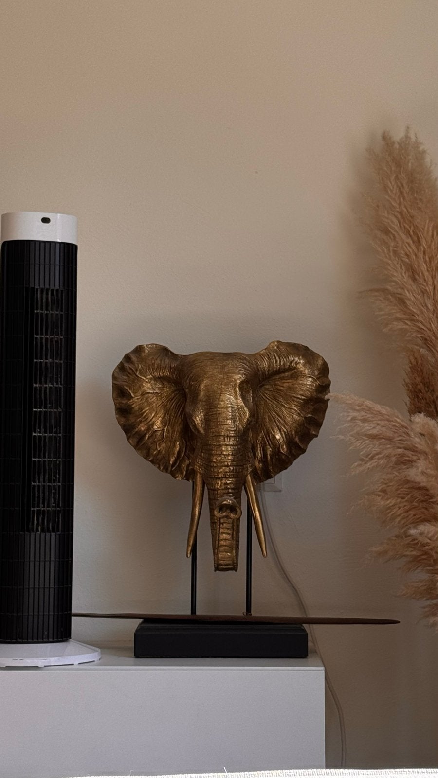 Groenrijk Olifant Beeld op Statief - Gouden Decoratie, Ophalen, Overige materialen, Zo goed als nieuw, Goud