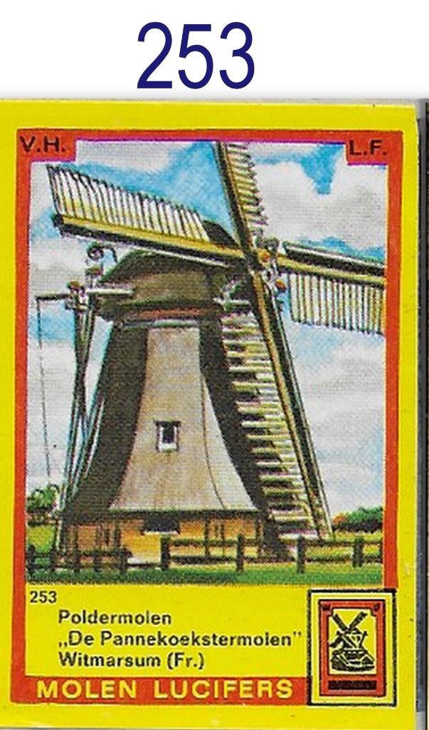 Lu253 luciferdoosje pannekoekstermolen witmarsum ( fr ), Verzamelen, Ophalen of Verzenden, Zo goed als nieuw, Luciferdoosjes of -merken