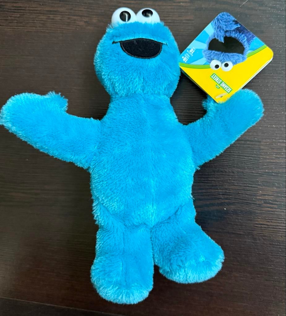 Knuffeltje van Cookie Monster Sesamstraat met label, Overige merken, Overige karakters, Overige typen, Blauw