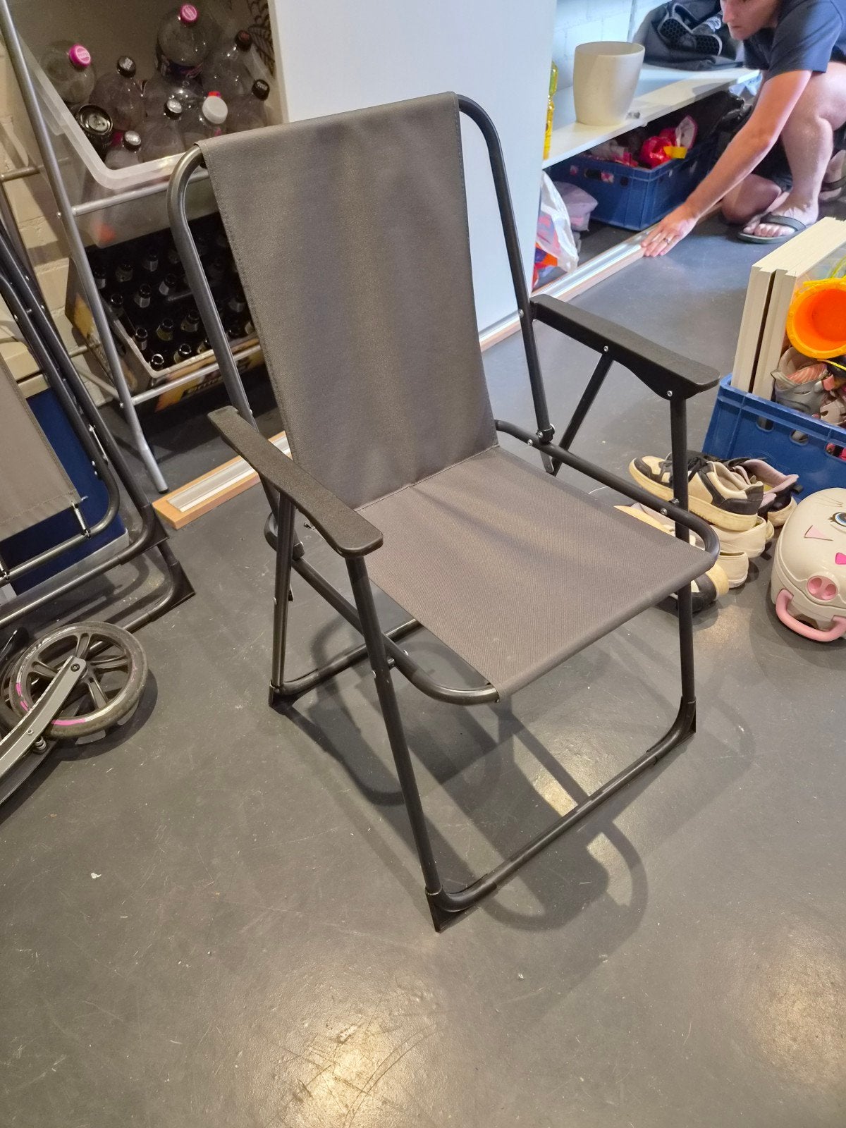 Donkergrijze opvouwbare campingstoelen 2 stuks- max 110 kg, Ophalen