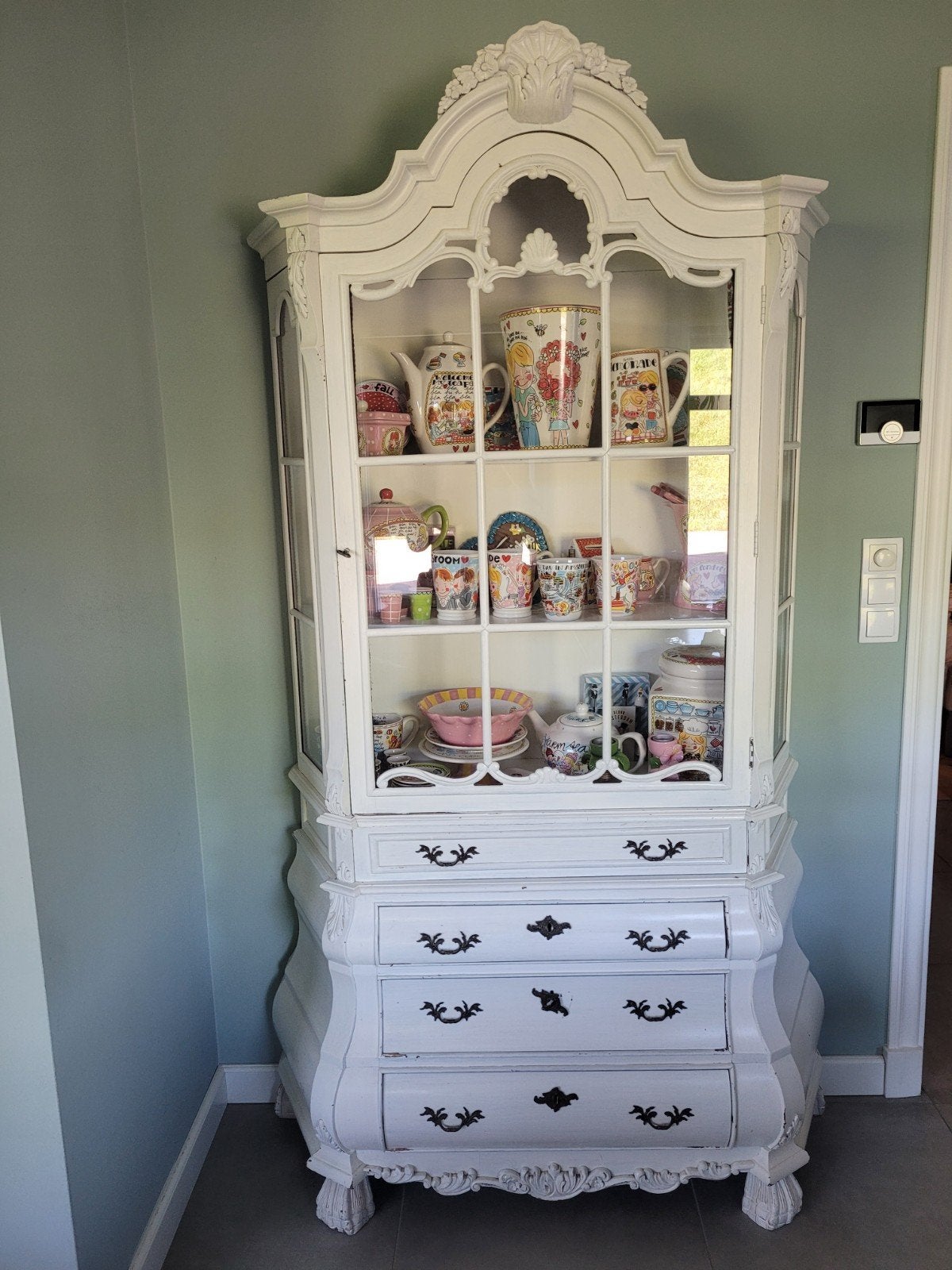 Leuke brocante kast / brocante vitrinekast / buikkast, Ophalen, Gebruikt, 25 tot 50 cm, 50 tot 100 cm