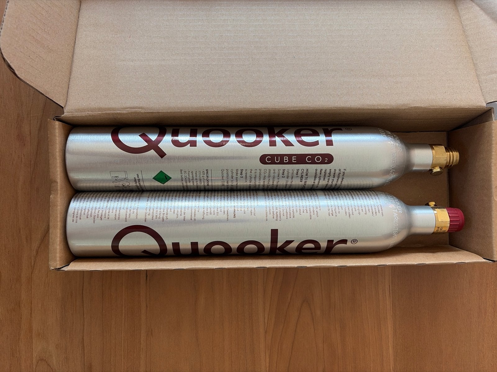 Quooker Cube CO2 cilinders (2 stuks, leeg), Zilver, Ophalen of Verzenden, Metaal, Overige merken