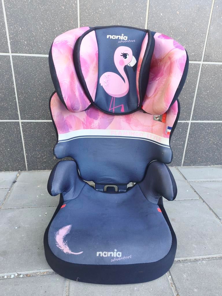 Nania Adventure autostoel met flamingo design, 15 t/m 36 kg, Zijbescherming, Ophalen, Overige merken