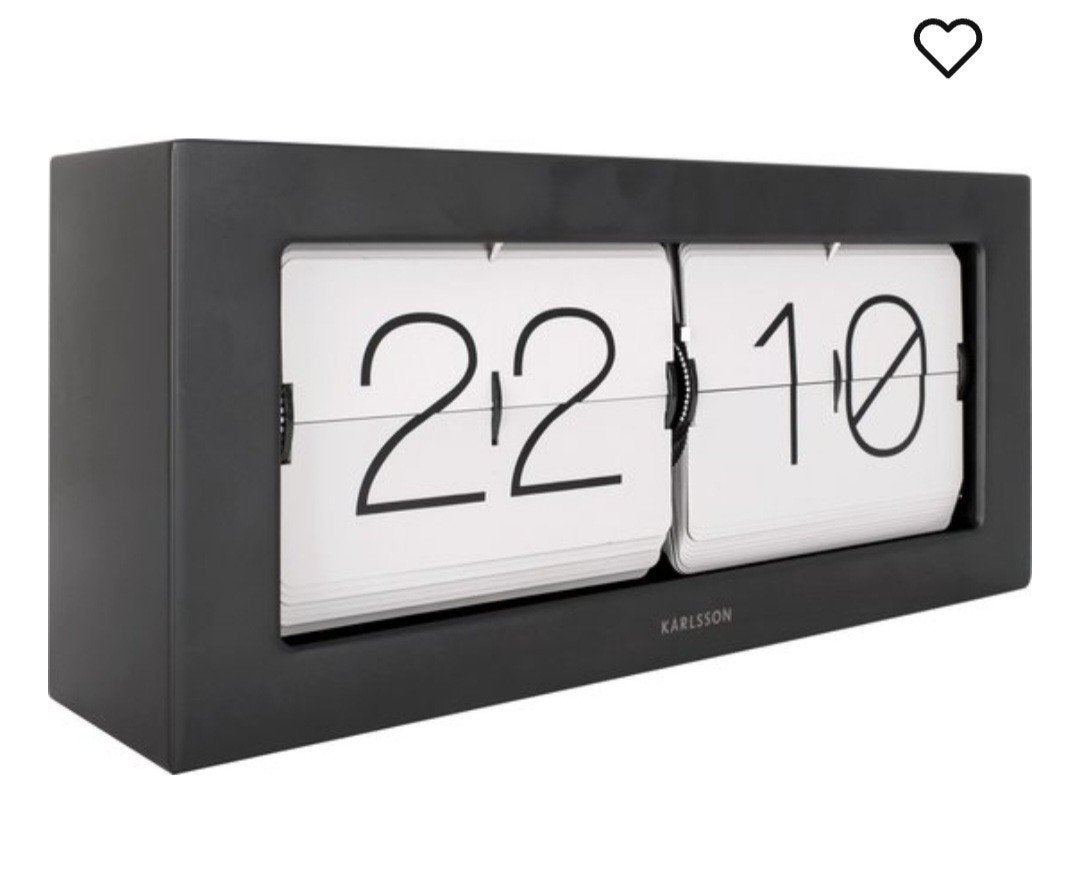 Karlsson Boxed Flip XL Tafel- en Wandklok - Zwart, Nieuw, Ophalen of Verzenden, Art deco, Analoog en Digitaal