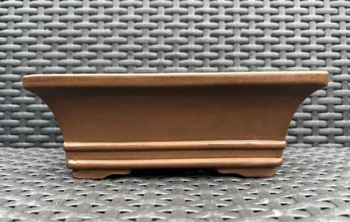 Bonsai schaal bruin ongeglazuurd aardewerk 19,6x15,1x7,6, Ophalen of Verzenden, Zo goed als nieuw, Aardewerk, Rechthoekig