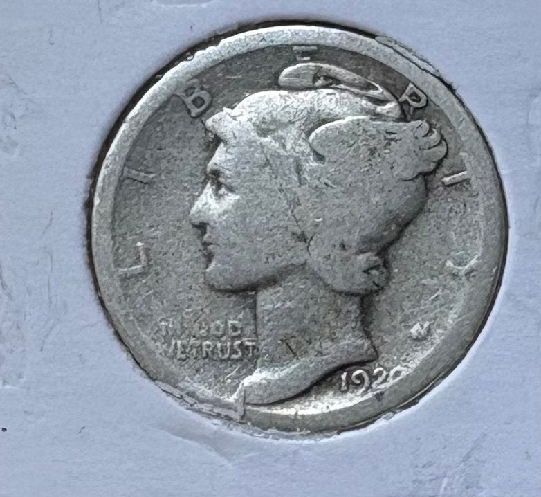 Zilveren Amerikaanse Mercury Dime 1920, Ophalen of Verzenden, Noord-Amerika, Losse munt, Zilver